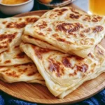 Msemen Moroccan square flatbread served with dipping sauce