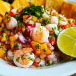 Refreshing shrimp ceviche served with lime and cilantro in a bowl