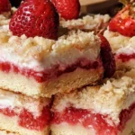 Delicious strawberry shortcake bars topped with fresh strawberries