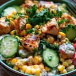 Creamy Cucumber Chicken Salad with Street Corn, a delicious and refreshing dish