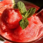Delicious homemade watermelon sorbet in a bowl, perfect summer dessert