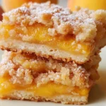 Delicious peach crumb bars with buttery crumble topping and juicy peach filling