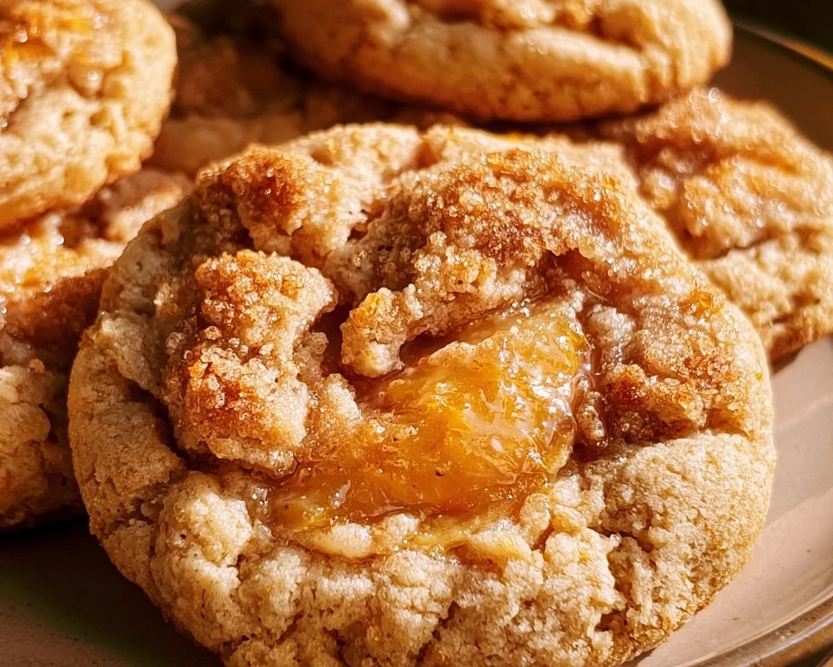 Delicious Peach Cobbler Cookies with fresh peaches and crispy topping