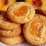 Freshly baked peach cookies with chunks of real peaches on a plate