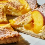 Homemade Peach Custard Pie with fresh peach slices and creamy filling