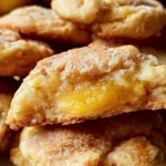 Delicious peach cobbler cookies on a baking tray, ready to be served.